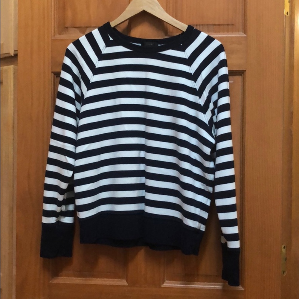 GUC J. Crew 100% Cotton Navy Striped Sweatshirt